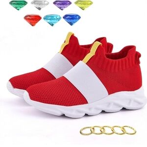 Red and White Slip-On Sneakers